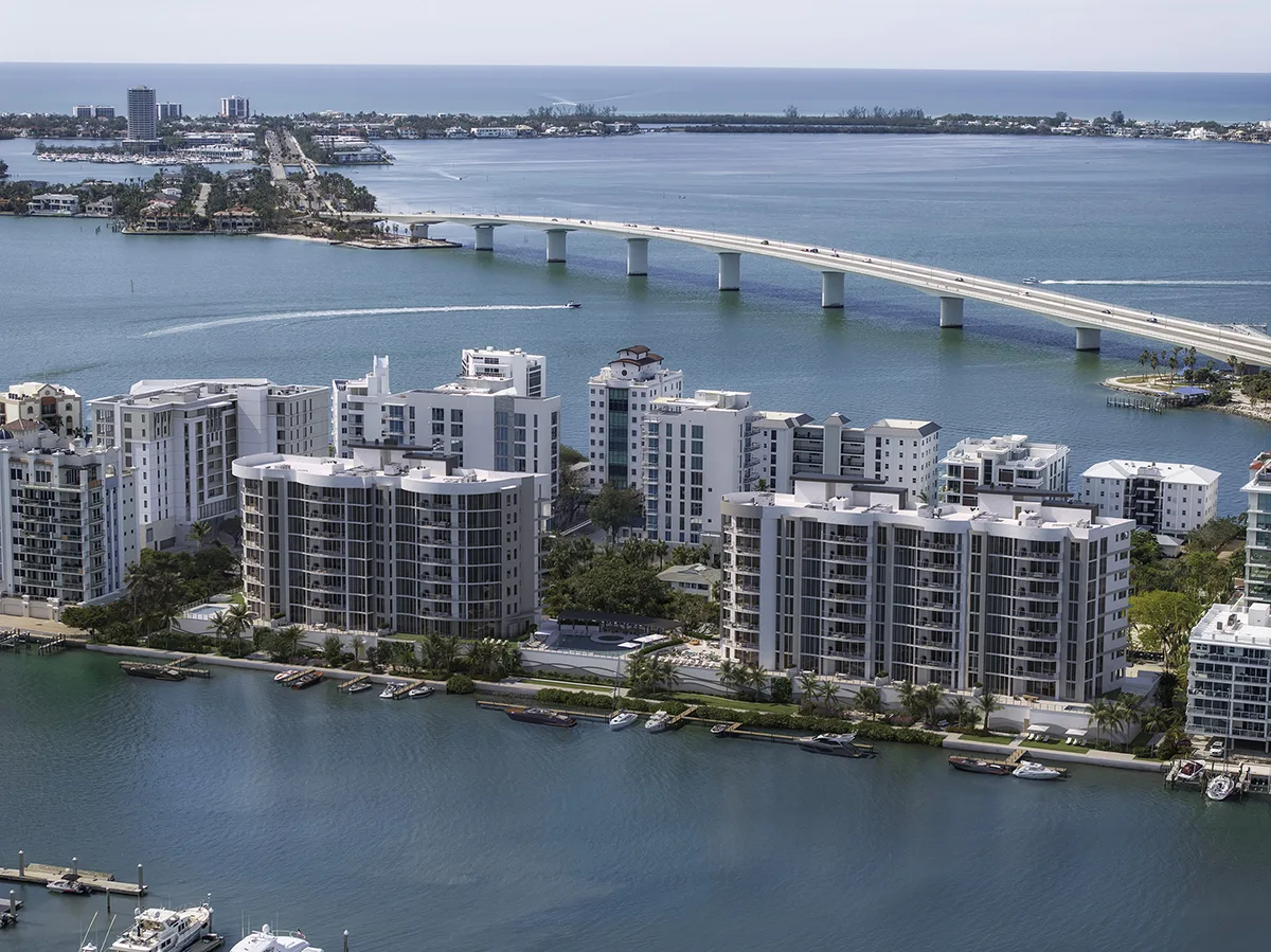 Aerial amara sarasota condominiums